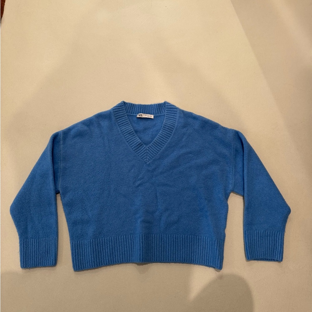 Zara Vibrant Blue V-Neck Sweater